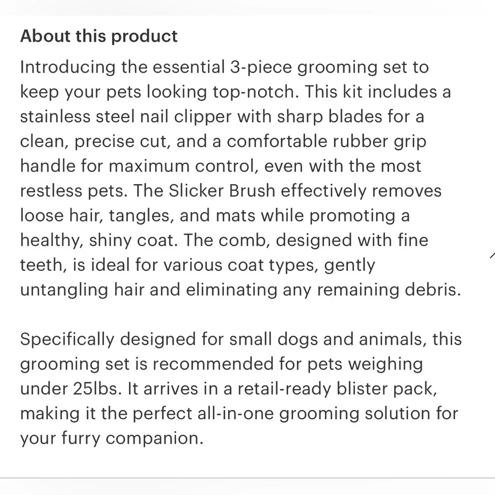 NWT 3 piece pet grooming pack